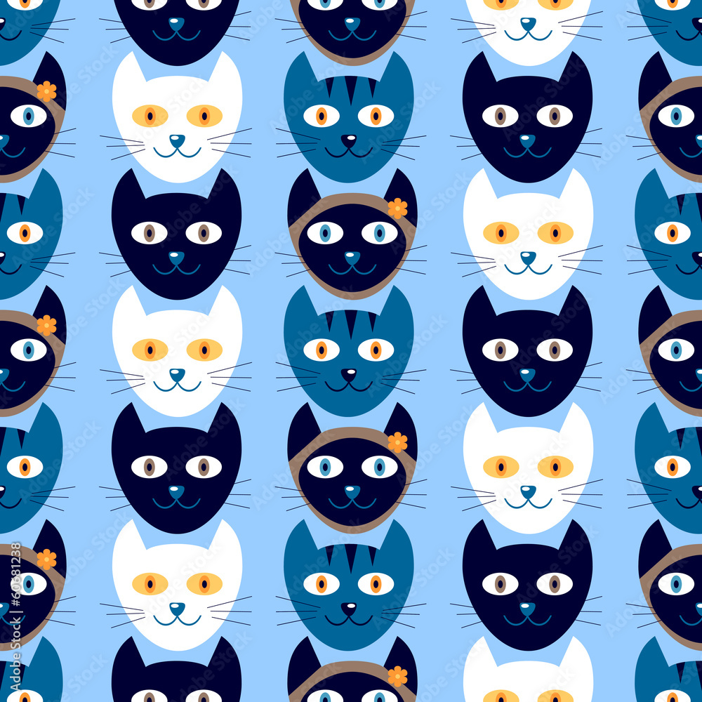 Seamless pattern with cute kitty heads Seamless pattern with cute kitty heads