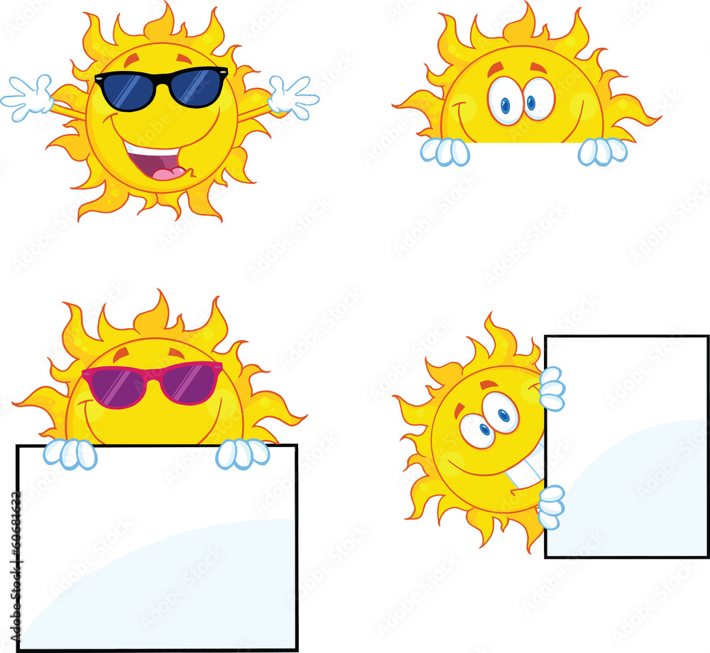 Sun Cartoon Mascot Characters 2. Collection Set