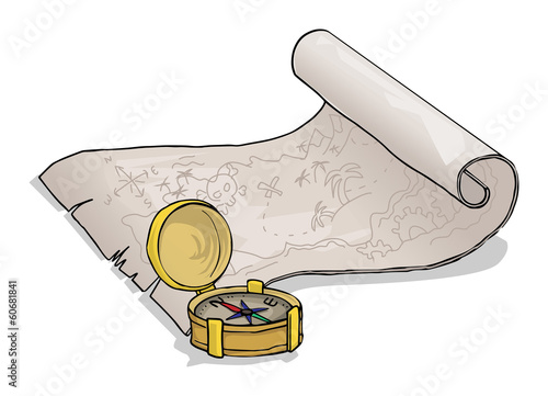 Treasure map and a compass