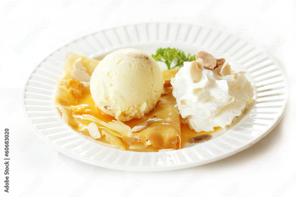 ice cream with crepe ice cream with crepe