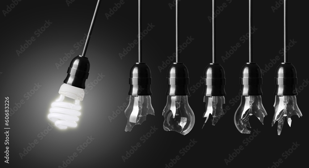 Perpetual motion with broken light bulbs and energy saver bulb Perpetual motion with broken light bulbs and energy saver bulb