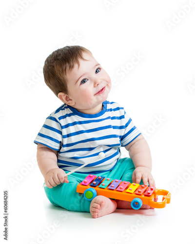 Nice baby playing  with mus...