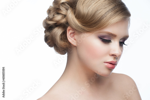 Girl with hairstyle and makeup