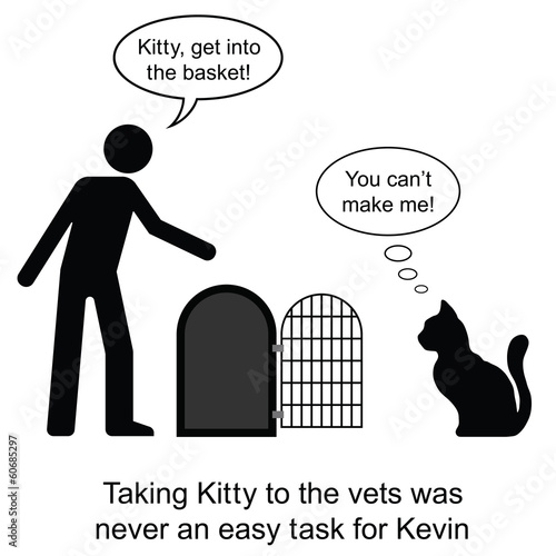 Kevin could not get Kitty into the basket