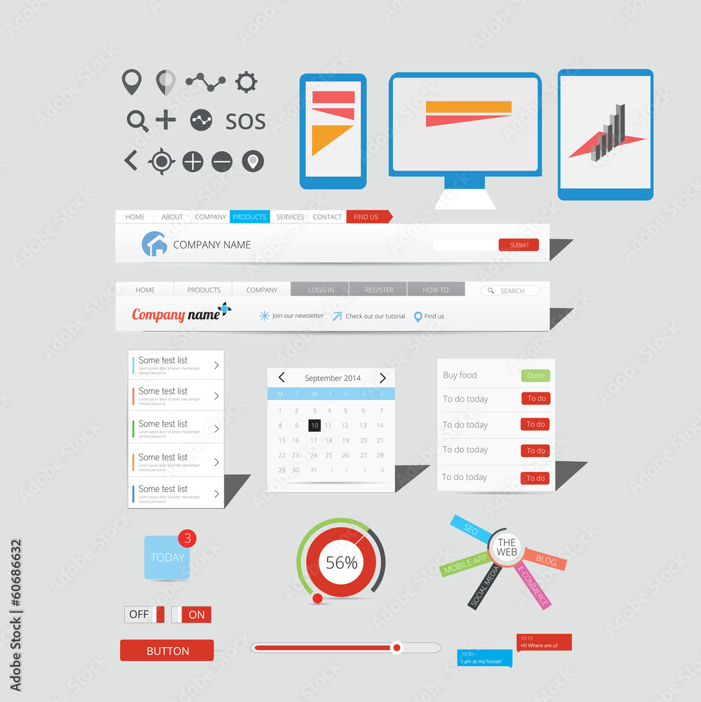 Large collection of flat web graphics