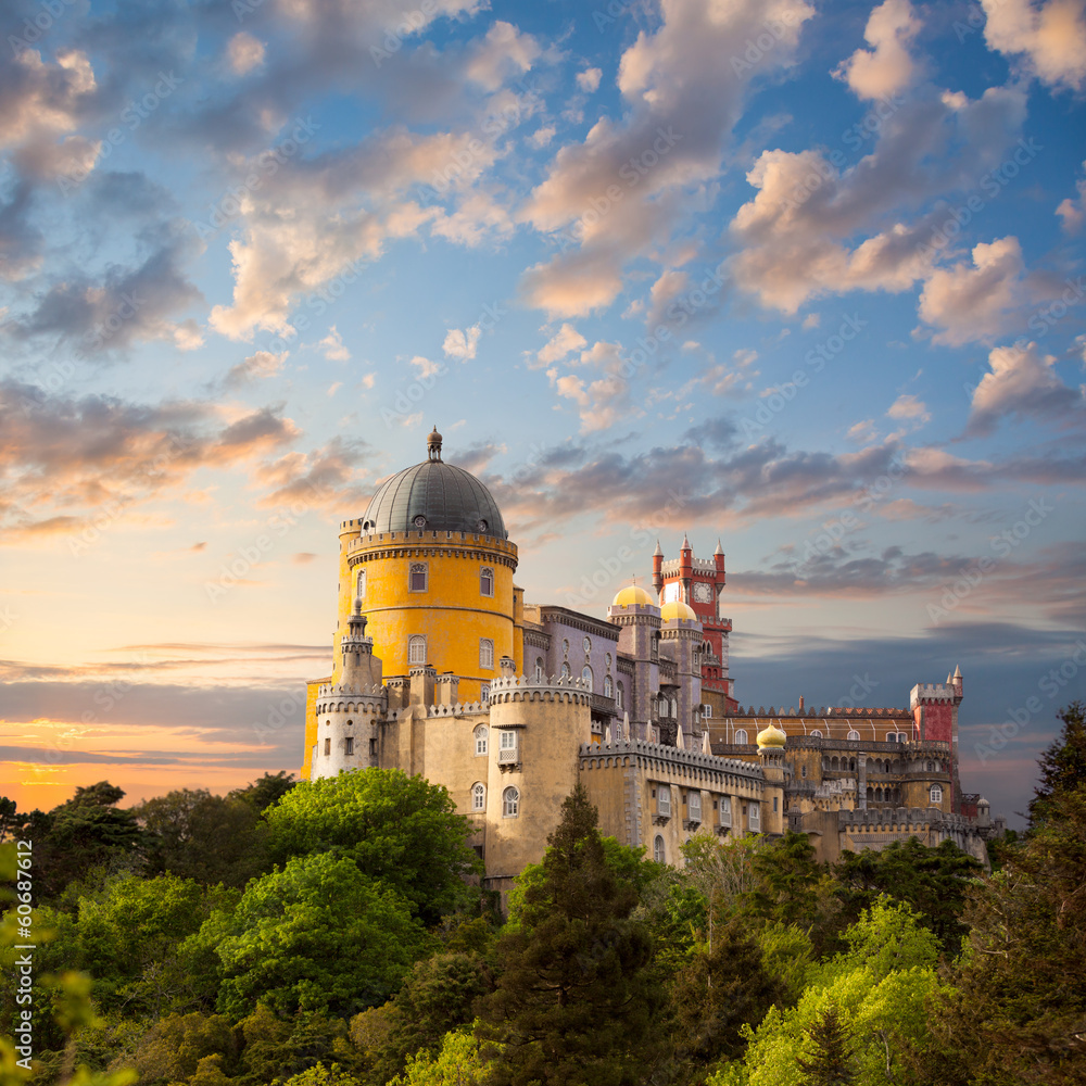 Fairy Palace against beautiful sky / Panorama of National Pala