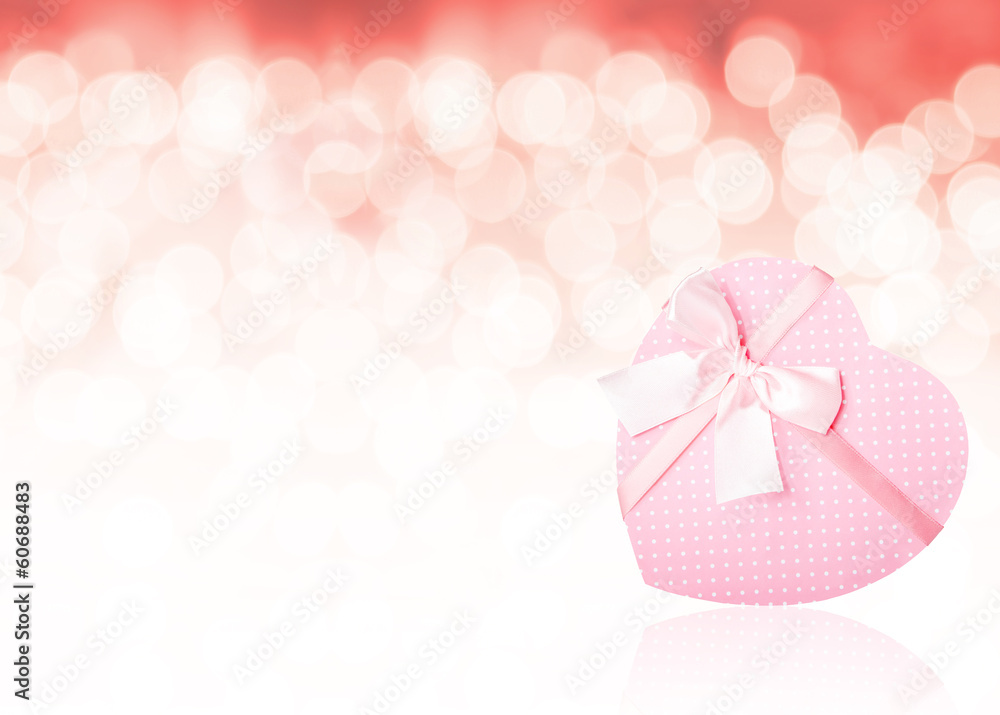 Fototapeta premium Pink Heart-Shaped Gift Box Background With Copy Space