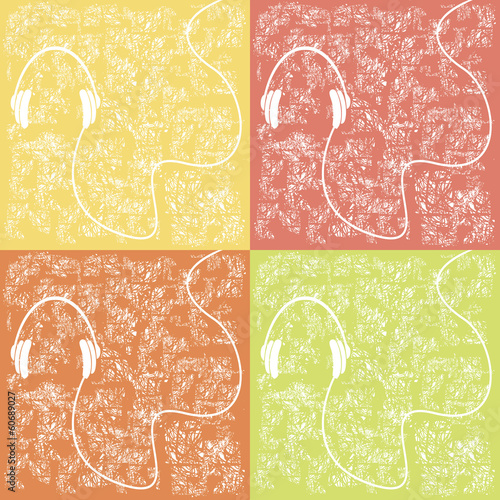 headphones on a torn background