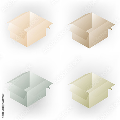 Vector illustration of open cardboard boxes