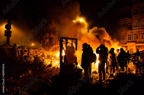 KIEV, UKRAINE - January 24, 2014: Mass anti-government protests photo
