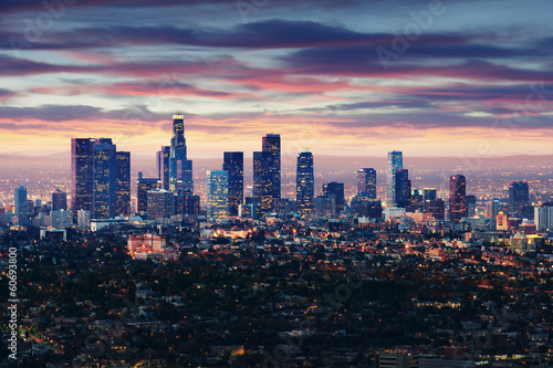 Obraz na płótnie City of Los Angeles California at sunset with light trails