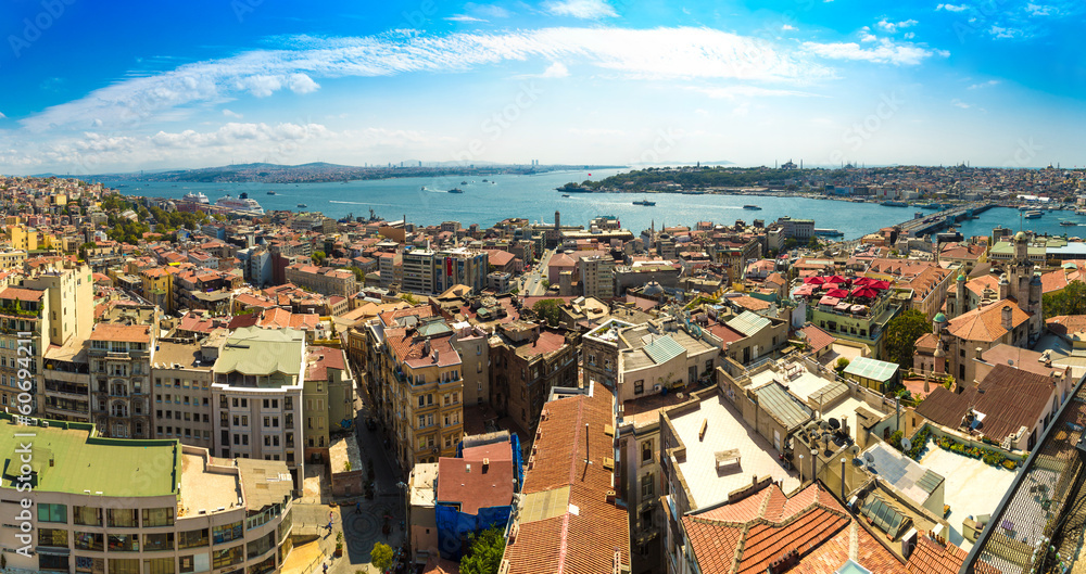Istanbul panoramic view from Galata tower. Turkey