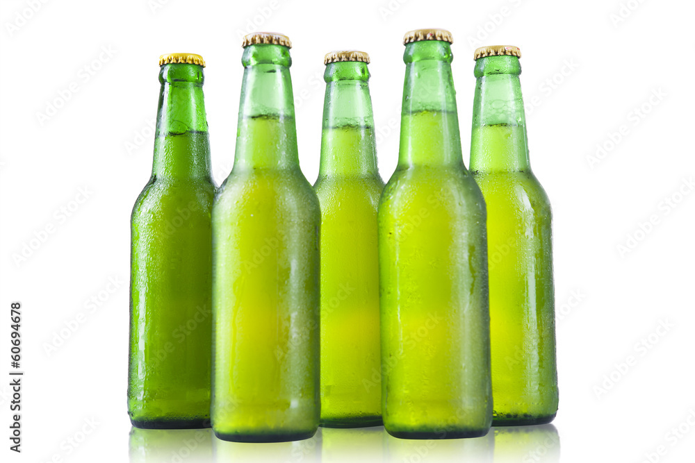 Bottles of beer on a white background Bottles of beer on a white background