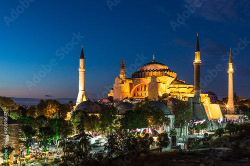 Hagia Sophia in Istanbul Turkey at night photo