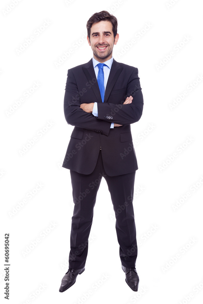 Portrait of a happy young business man isolated on white backgro Portrait of a happy young business man isolated on white backgro