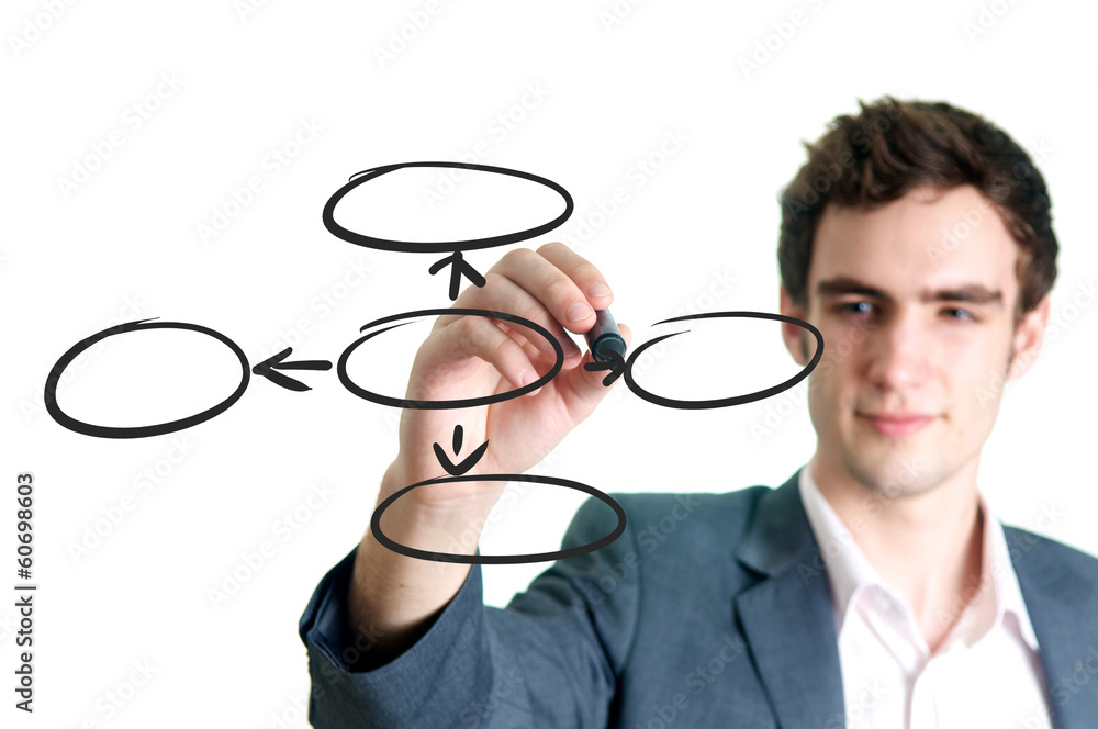businessman writing empty circles businessman writing empty circles