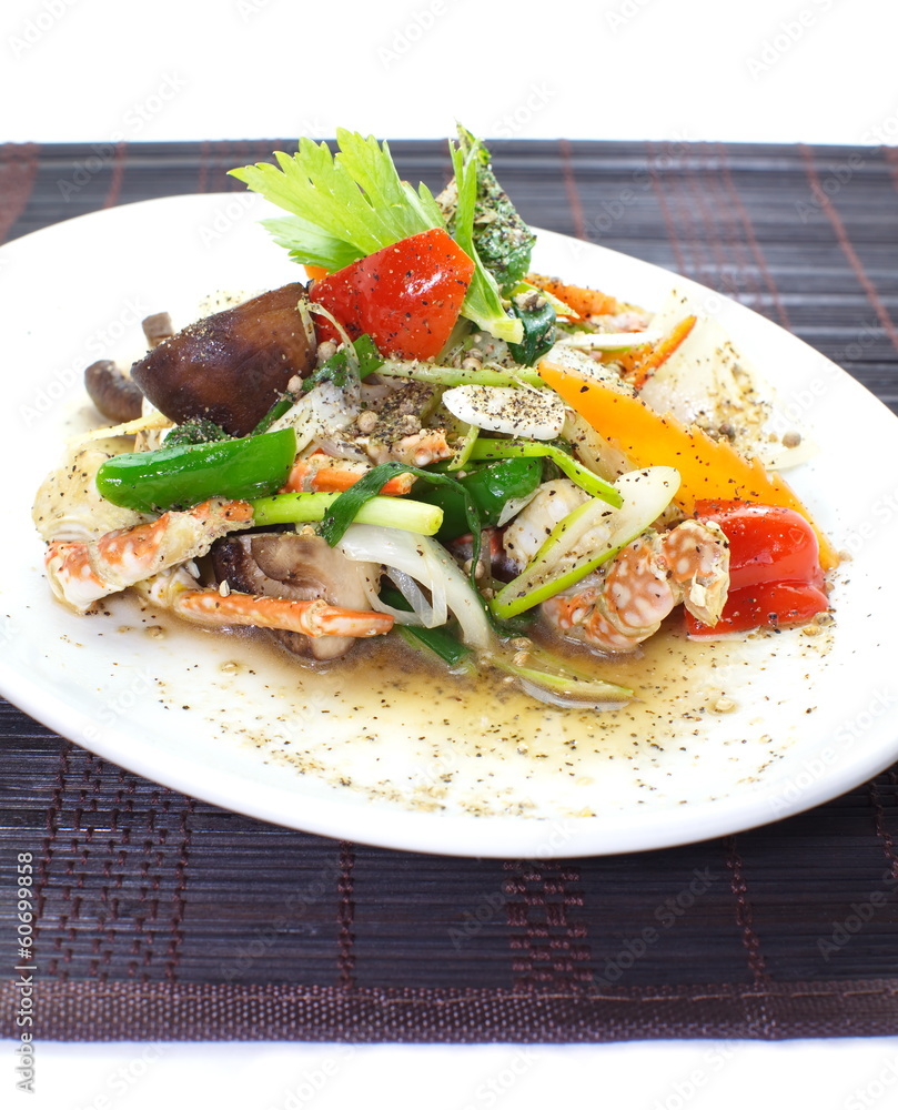 Stir fried seafood with black pepper Stir fried seafood with black pepper