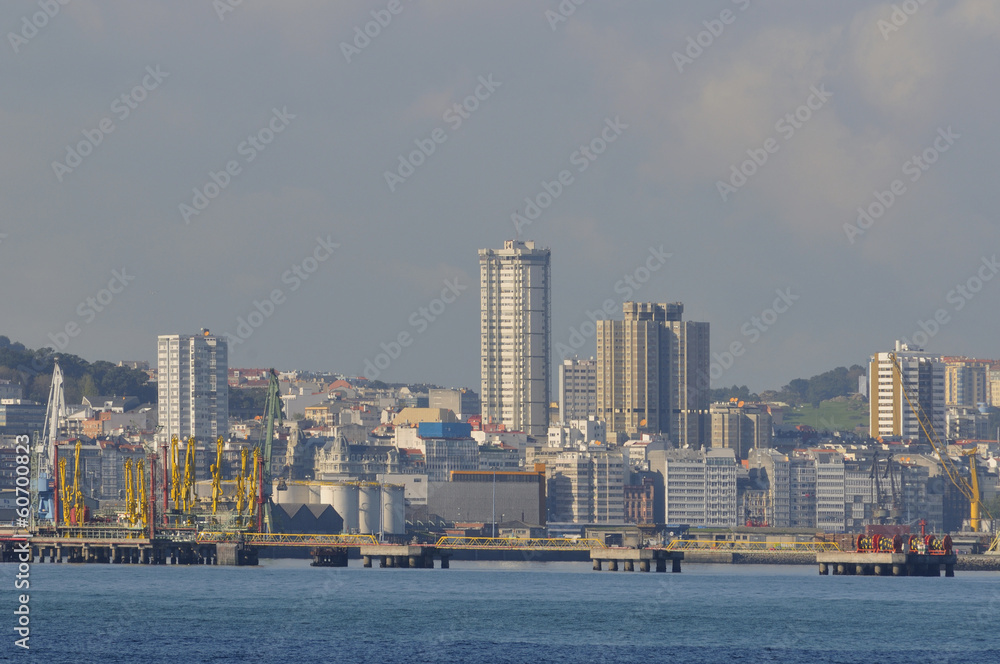 Fototapeta Coruna bay and city panoramic view skyline