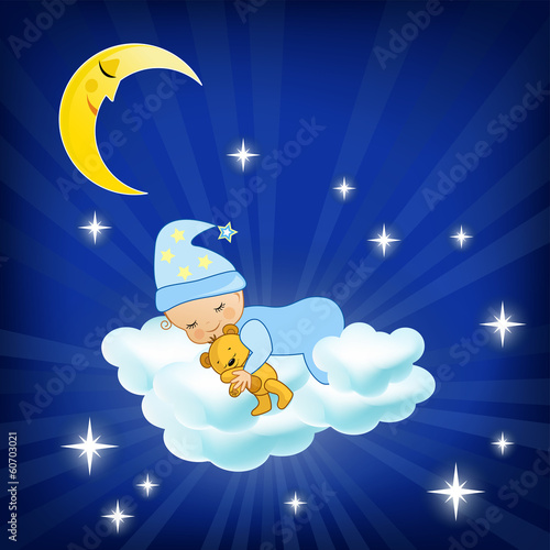 Baby sleeping on the cloud.