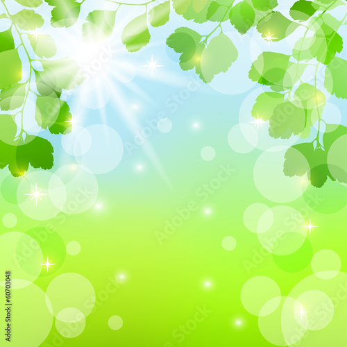 Abstract spring background with leaves.