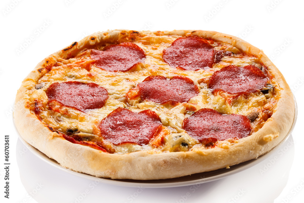 Pizza on white background