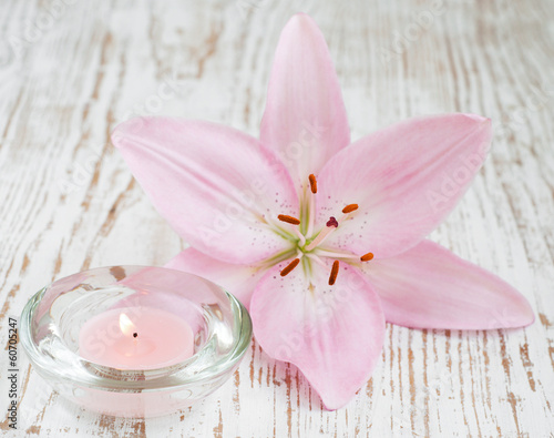 lily flower and candle