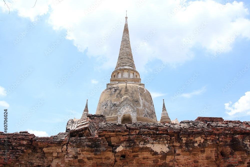 Ruined Old Temple of Ayutthaya, Thailand,