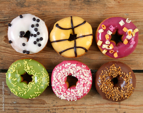 donuts on wooden background