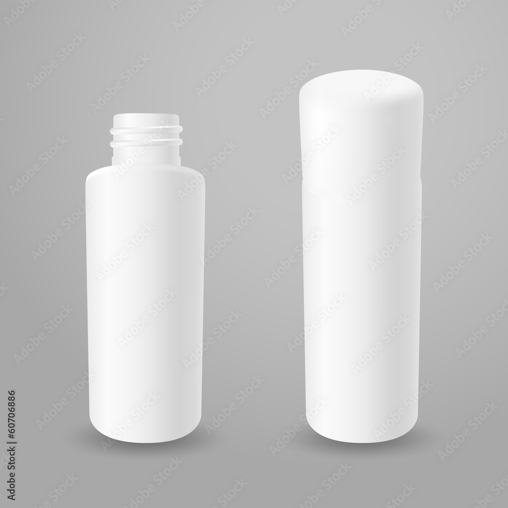 White plastic opened and closed bottles White plastic opened and closed bottles