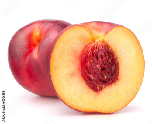 Nectarine fruit isolated on white background cutout