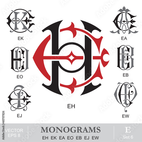 Vintage Monograms EH EK EA EO EB EJ EW