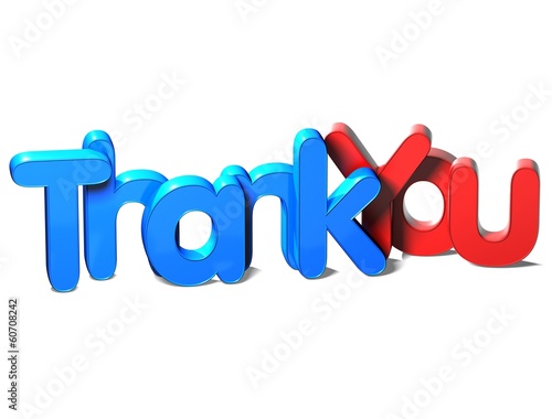 3D Word Thank You on white background photo