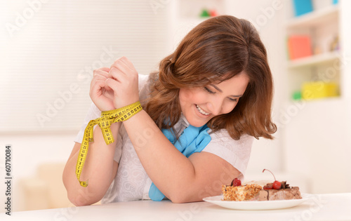 Happy dieting woman