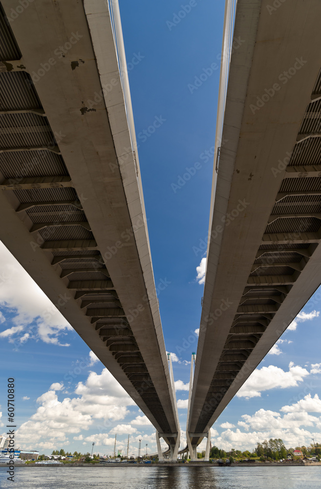 Two strips of way from below