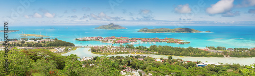 Panoramic view of the coastline of the Seychelles Islands and Ed