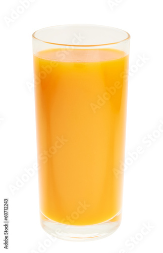 Tall glass full of orange carrot juice