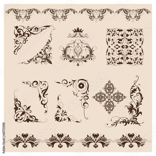 Set of vector damask ornaments