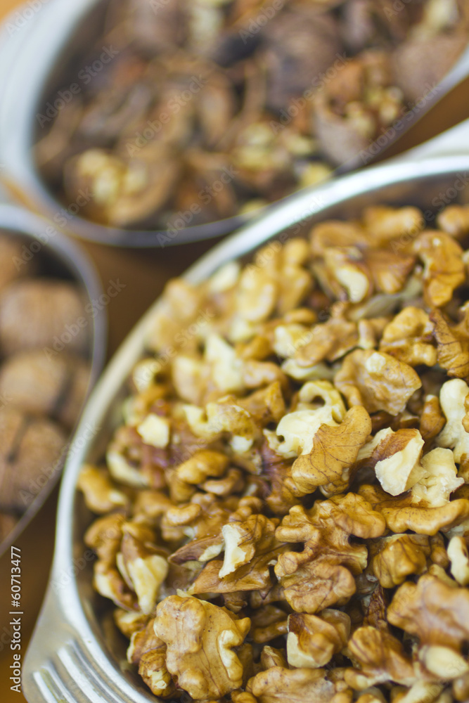 Bowls with walnuts Bowls with walnuts