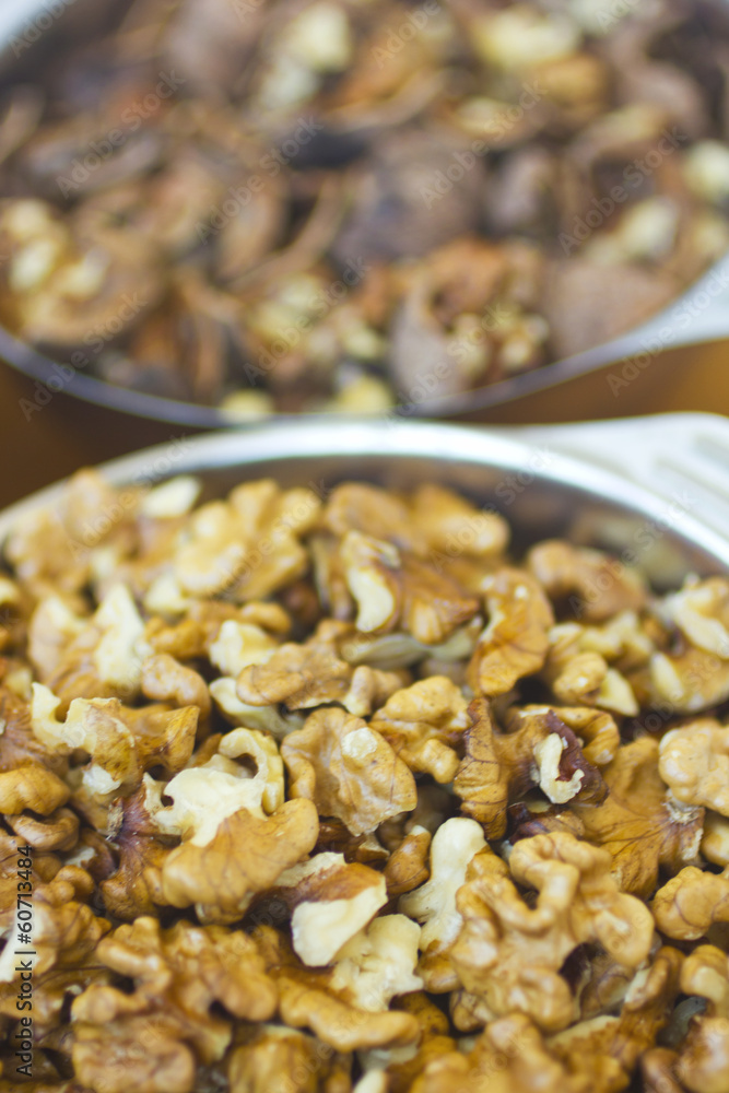 Bowls with walnuts Bowls with walnuts
