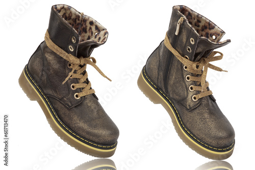 Fotografija The high leather boots Isolated on white background