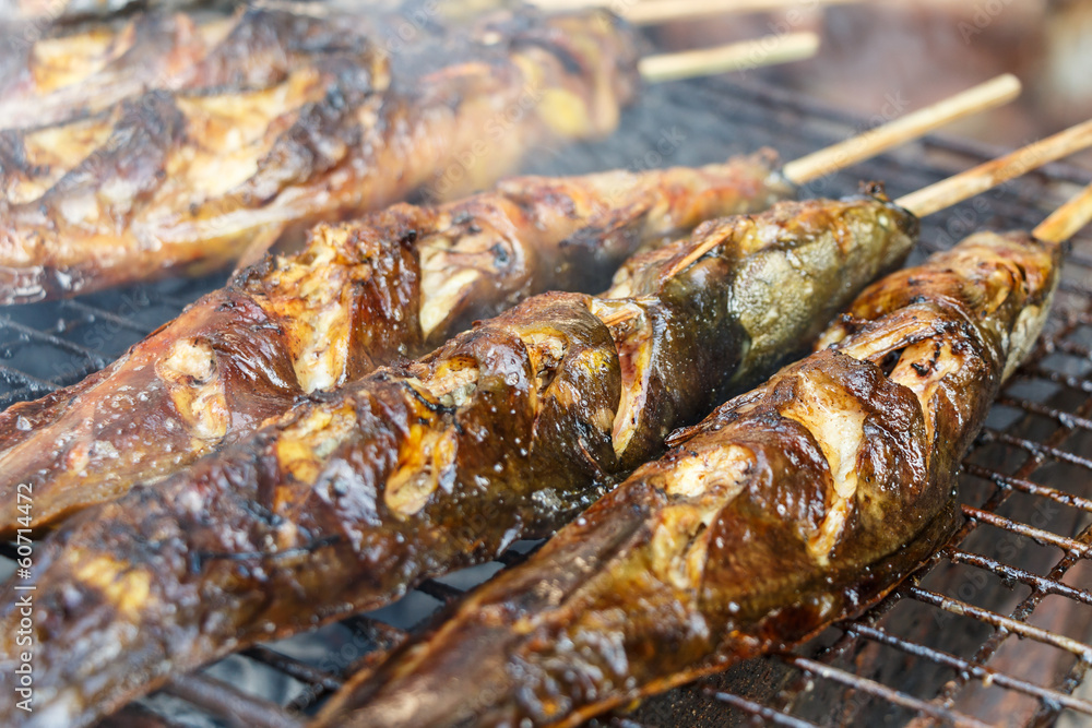 catfishs were roasted on grill catfishs were roasted on grill