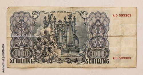 Old Austrian Banknote: 1000 Schilling 1954