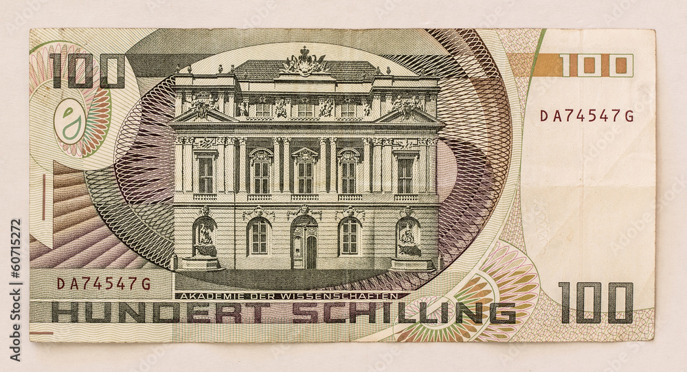 Old Austrian Banknote: 100 Schilling 1984