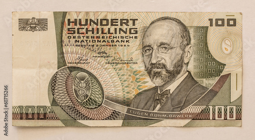 Old Austrian Banknote: 100 Schilling 1984