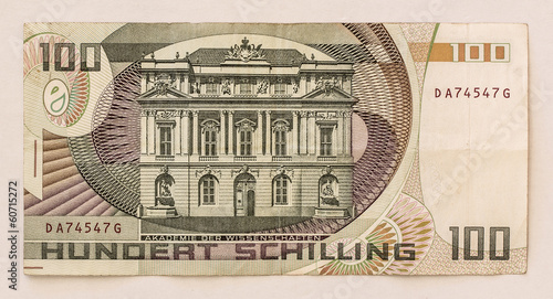 Old Austrian Banknote: 100 Schilling 1984