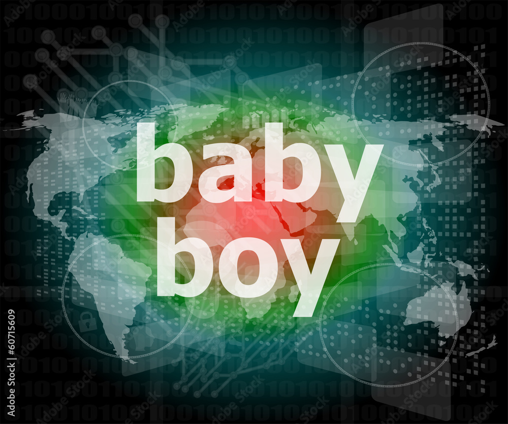 baby boy word on a virtual digital background