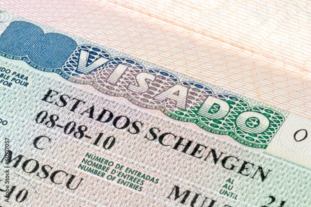 Fototapeta premium Spain Schengen visa in the passport