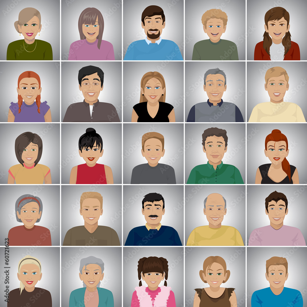 People Of Different Ages - Isolated On Gray Background People Of Different Ages - Isolated On Gray Background