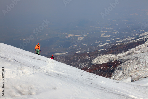 Alpinist on Ostriy Tolbachik volcano. photo