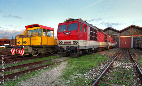 Trains in depot